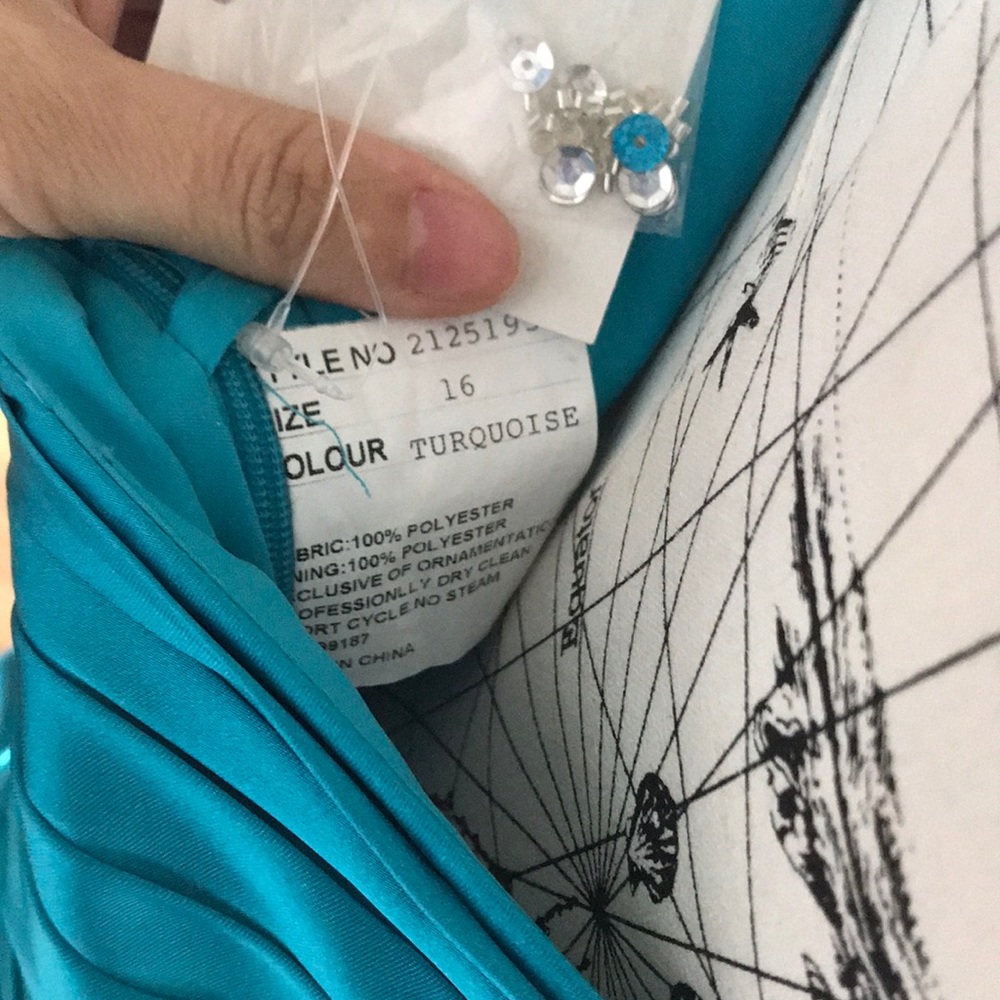 👹Coastal Coquette Colorful Vibrant Draped Satin Bead Formal Prom Evening gown XL - Picture 8 of 8